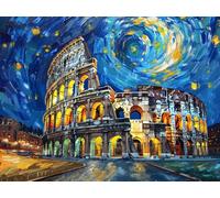 Ginfonr 5D Diamond Art Painting Complet Colisée, Broderie Peinture Diamant Painting Nuit étoilée Kit Round Full Drill Complet Décoration De Pour La Décoration Murale De La Maison 30x40 cm
