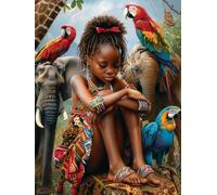 Ginfonr 5D Diamond Art Painting Complet Femme africaine, Broderie Peinture Diamant Painting Animal Kit Round Full Drill Complet Décoration De Pour La Décoration Murale De La Maison 30x40 cm8126