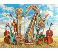 Ginfonr 5D Diamond Art Painting Complet Musique, Broderie Peinture Diamant Painting Paysage Kit Round Full Drill Complet Décoration De Pour La Décoration Murale De La Maison 30x40 cm