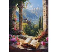 Ginfonr 5D Diamond Art Painting Complet Paysage, Broderie Peinture Diamant Painting Fleur Kit Round Full Drill Complet Décoration De Pour La Décoration Murale De La Maison 30x40 cm