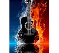 Ginfonr 5D Diamond Painting Complet Le feu et l'eau Broderie Kit de Peinture Diamant Painting Guitare Kit Complet Strass De Pour La Décoration Murale De La Maison Diamant Art 30x40 cm