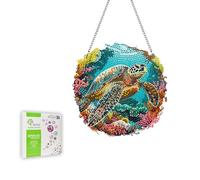 Ginfonr Diamond Painting Pendentif Tortues Avec Chaîne, 5D Diamond Painting Adulte Animaux, 5D DIY Pendentif Peinture Diamant Adulte Enfant, Décoration de Maison et Jardin 20x20 cm