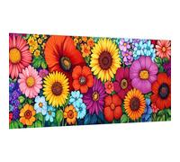 Ginfonr Large Diamond Painting Adulte, Fleurs Peinture Diamant Adulte Pour Décoration Murale Maison, Fleur 5d DIY Ronde Diamond Diamond Art Kit Pour Les Décorations Murales 30x80 cm