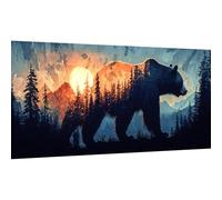 Ginfonr Large Diamond Painting Adulte, Sylviculture Peinture Diamant Adulte Pour Décoration Murale Maison, Ours 5d DIY Ronde Diamond Diamond Art Kit Pour Les Décorations Murales 30x80 cm