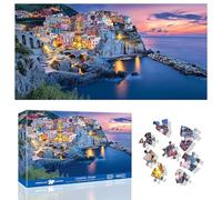 Ginfonr Puzzle 1000 Teile, Coastal Town - Puzzle pour Adultes Énigme Difficile, Paysage Jeux De Jeu d'images Toute La Famille, Un Cadeau Festif Vos Amis dans Un Bel Emballage 41x80 cm