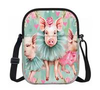 Ginfult Adorable sac à main à bandoulière étanche avec sangle réglable et trois cochons roses