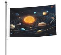 Ginfult Drapeau d'extérieur avec planètes du système solaire - 1,5 x 2,4 m - Drapeau de jardin double face en polyester - Drapeaux décoratifs pour terrasse, pelouse, porche, balcon