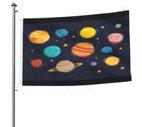 Ginfult Drapeau d'extérieur avec planètes du système solaire de l'univers spatial - 1,5 x 2,4 m - Drapeau de jardin double face en polyester - Drapeaux décoratifs pour terrasse, pelouse, porche