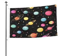 Ginfult Drapeau d'extérieur coloré avec planètes de l'univers 1,5 x 2,4 m, drapeau de jardin double face en polyester décoratif pour terrasse, pelouse, porche, balcon