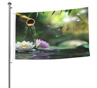 Ginfult Drapeau d'extérieur japonais Zen Lotus Floral 1,5 x 2,4 m Drapeau de jardin double face en polyester Drapeaux décoratifs pour terrasse, pelouse, porche, balcon