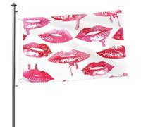 Ginfult Drapeau extérieur rose rouge baiser 61 x 91 cm drapeau de jardin double face en polyester pour terrasse, pelouse, porche, balcon