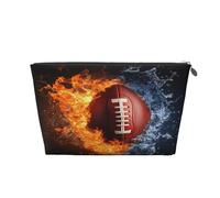 Ginfult Fire Water Trousse de maquillage étanche Motif football américain Petite trousse de toilette portable pour femmes filles voyage
