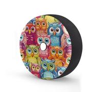 Ginfult Housse de pneu de secours colorée en forme de hibou et oiseau avec trou pour appareil photo, 35,6 cm, imperméable, housses de pneu élastiques pour voiture, remorque, camion