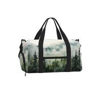 Ginfult Misty Forest Sac de sport avec compartiment à chaussures et poche humide, sac fourre-tout de voyage imperméable pour entraînement de nuit pour homme et femme