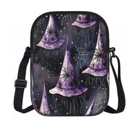 Ginfult Sac à main à bandoulière étanche avec sangle réglable pour Halloween, sorcière, chapeau, sac à main pour téléphone, sac à main