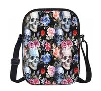 Ginfult Sac à main à bandoulière imperméable avec sangle réglable Motif tête de mort Rose pastèque