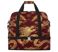 Ginfult Sac de sport pliable avec compartiment à chaussures pour homme et femme Motif dragon chinois
