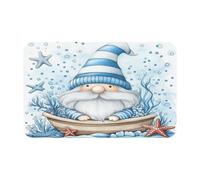 Ginfult Tapis de bain absorbant et antidérapant Motif nain de mer Bleu océan 50 x 80 cm