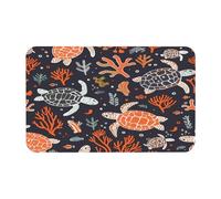 Ginfult Tapis de bain absorbant et antidérapant pour salle de bain Motif tortue de mer et coraux 50 x 80 cm