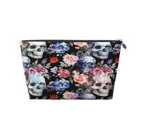 Ginfult Trousse de maquillage étanche pour femme et fille Motif tête de mort Rose pastèque