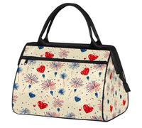 Ginfult USA 4th of July American Elements Sport Duffel Bags Waterproof Travel Duffle Bag Lightweight Gym Weekender Overnight Tote for Women Men