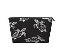 Ginfult White Line Trousse de maquillage étanche Motif tortue océan Petite trousse de toilette portable pour femmes filles voyage
