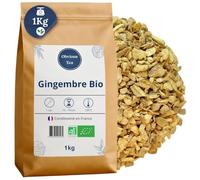 Gingembre Bio en Morceaux en Vrac - Infusion et Tisane Digestion et Bien-Être - Zingiber Officinale Roscoe - Agriculture Biologique - Conditionné en France - Sachet de 1kg (500 Tasses)