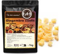 Gingembre confit en cubes 1 kg- LA PLANTIGO Un choix savoureux, Qualité Supérieure, Sachet avec Zip