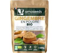 Gingembre en Poudre Bio 200G | Antioxydant, Articulations, Anti-nausée | Goût citronné et piquant | Qualité Supérieure