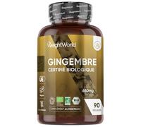 Gingembre Gélules Bio 650 mg - 90 Gélules de Gingembre en Poudre - Vegan (3 Mois) - Certifié Agriculture Biologique - Source de Fer, Potassium, Vitamine C, Magnésium - Racine Zingiber Officinale