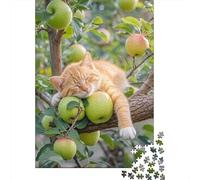 Ginger Cat Apple Tree Puzzle Classique Sleeping Cat 1000 Pièces De Puzzle Papier pour Adolescents Facile À Assembler Résistant À La Déchirure Nouveau Modèle Haute Qualité 70x50cm/1000pcs