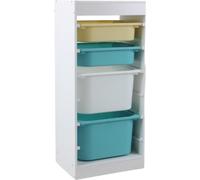 GINGER HOME Armoire pour enfants avec 4 boîtes de rangement, blanc, 40.8×30×90.3 cm