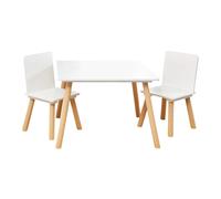 Ginger Home Ensemble de tables pour enfants en bois avec 2 chaises - Blanc, pour apprendre, jouer, peindre, manger - Meubles pour enfants