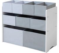 Ginger Home Étagère pour enfants pour organiser les jouets, blanc/gris, 9 boîtes textiles - 3 niveaux