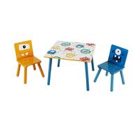Ginger Home Table pour enfants avec 2 chaises en bois MONSTER pour apprendre, jouer et manger Meubles pour enfants