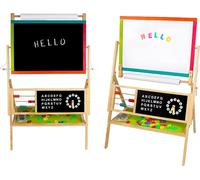 Ginger Home Tableau 3 en 1 pour enfants, tableau magnétique avec boulier & horloge, chevalet en bois pour apprendre en s'amusant