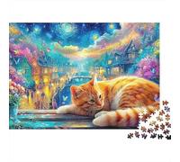 Ginger Kitten Naps par Canal dans Un Paysage Urbain Lumineux et coloré Puzzle De 1000 Pièces Chat Mignon Défi De Jeu d'esprit pour Toutes Les Âges 52x38cm/1000pcs