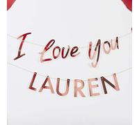 Ginger Ray- 1 Lot de fanions « I Love You », Valentine's Customisable, Rose Gold