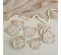 Ginger Ray 13 panneaux en bois en forme d'ours en peluche pour bébé et 1 panneau Hello World, cadeau de fête prénatale