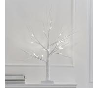 Ginger Ray- Arbre avec lumières LED Décoration de cheminée de Table 40 cm, Christmas White Twig Light Up, Blanc