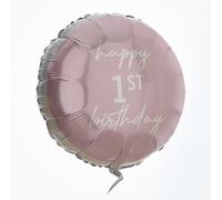Ginger Ray Ballon rond en aluminium rose avec inscription Happy 1st Birthday 45,7 cm