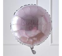 Ginger Ray Ballon rond rose « Joyeux anniversaire » en aluminium, décoration de fête, 18 pouces