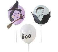 Ginger Ray Ballons d'Halloween avec personnages de vampires et sorcières sur bâtons pour tromper ou traiter