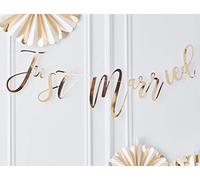 Ginger Ray- Banderole à Suspendre Décoration de Mariage, Gold Foiled Just Married, doré