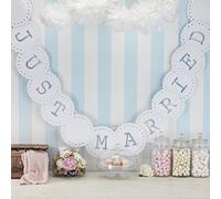 Ginger Ray Banderole Just Married - Banderole de décoration pour Mariage ou fête - Gamme Vintage Lace