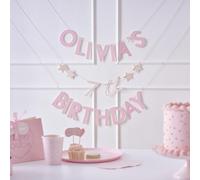 Ginger Ray Banderole Personnalisable avec nom et âge Rose 2 m