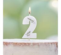Ginger Ray Birthday Cake Candle Decoration Foliage Floral Eco Number 2,Green