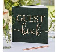 Ginger Ray Botanical Wedding Livre d'or en velours vert et bronze