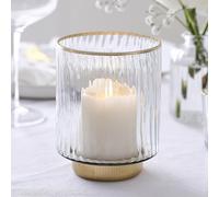 Ginger Ray Bougeoir ouragan en Verre côtelé avec Bord doré et Base pour décoration de Table de Mariage 10 x 13 cm