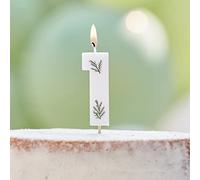 Ginger Ray Bougie décorative pour gâteau d'anniversaire Motif feuillage floral Eco Numéro 1 Vert
